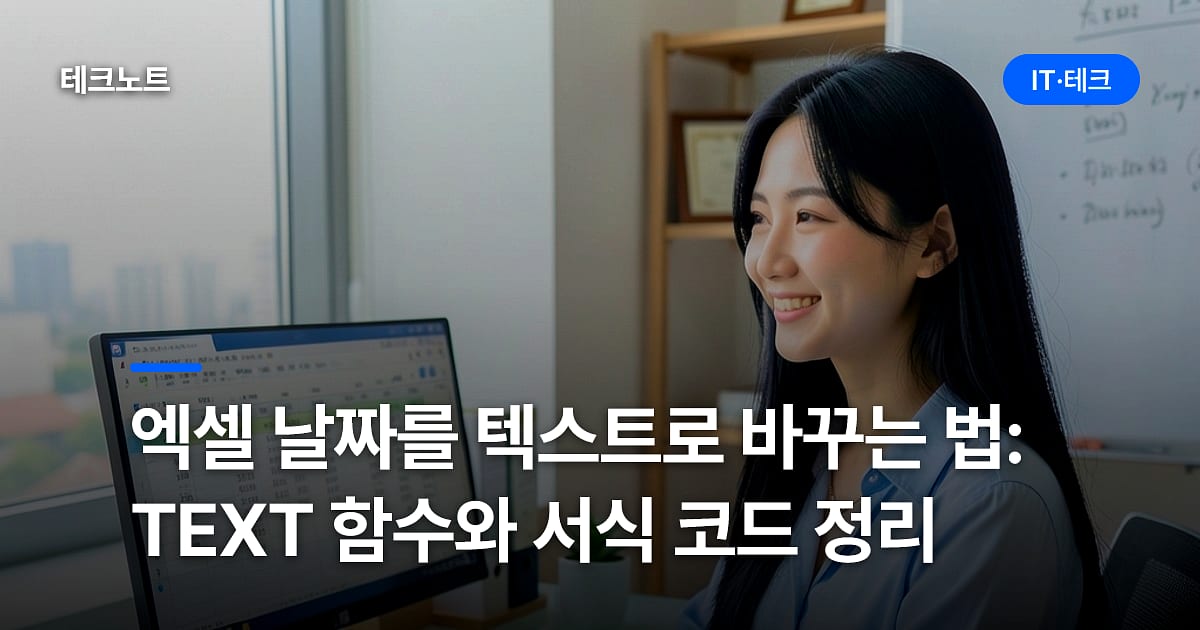 엑셀 날짜를 텍스트로 바꾸는 법: TEXT 함수와 서식 코드 정리